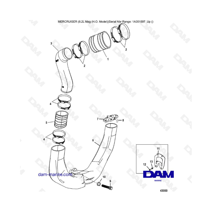 Mercruiser 502 MAG MPI HO - Exhaust system components