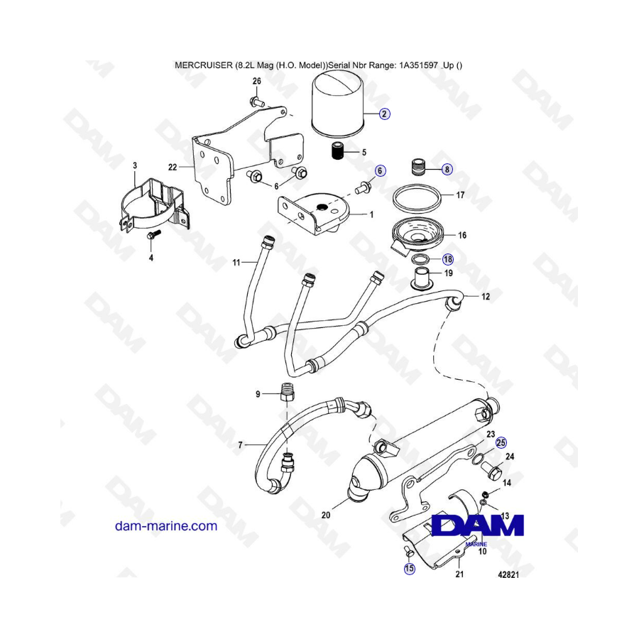 Mercruiser 502 MAG MPI HO - Remote oil system (2A041664 & -)