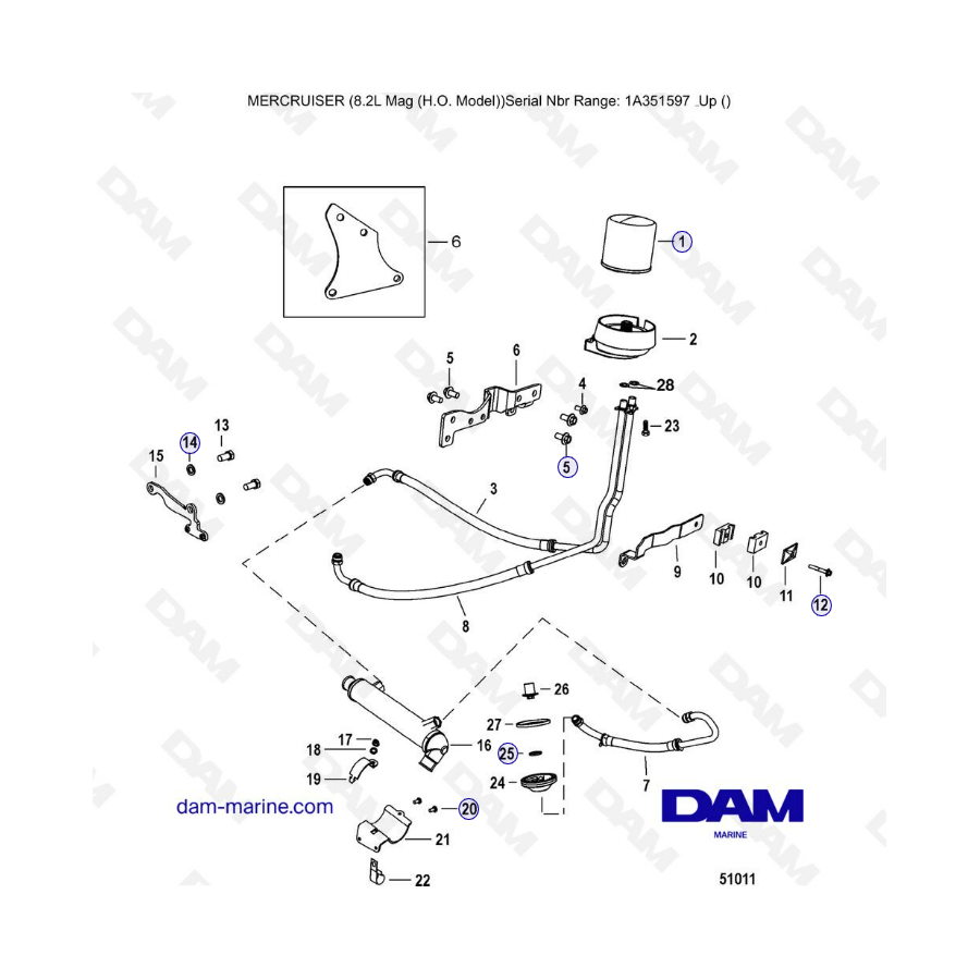Mercruiser 502 MAG MPI HO - Remote oil system (2A041665 & +)