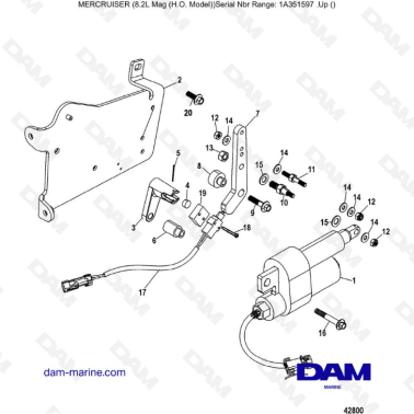 Mercruiser 502 MAG MPI HO - Shift bracket, digital throttle & shift