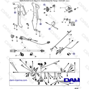 Mercruiser 502 MAG MPI HO - Wiring harness & lifting brackets