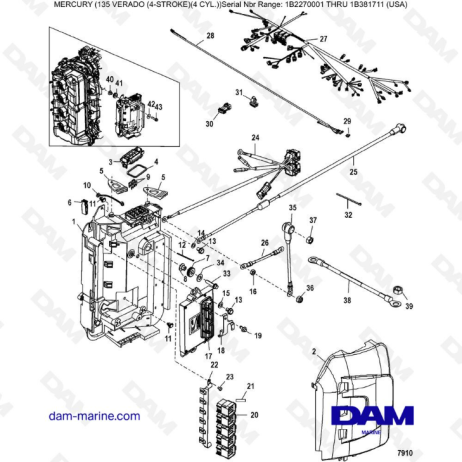 Mercury Verado 135 (SN 1B2270001 à IB381711) - Electrical box components