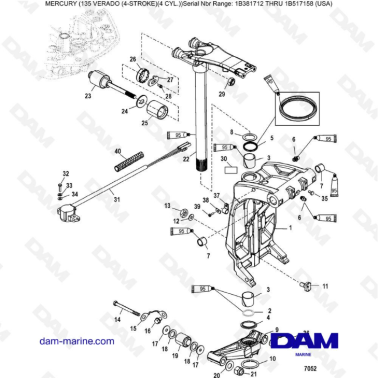 Mercury Verado 135 (SN 1B381712 à 1B517158) - Swivel bracket & steering arm