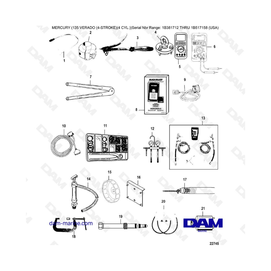 Mercury Verado 135 (SN 1B381712 à 1B517158) - Tools Mercury Verado 135 (SN 1B381712 à 1B517158) - Tools