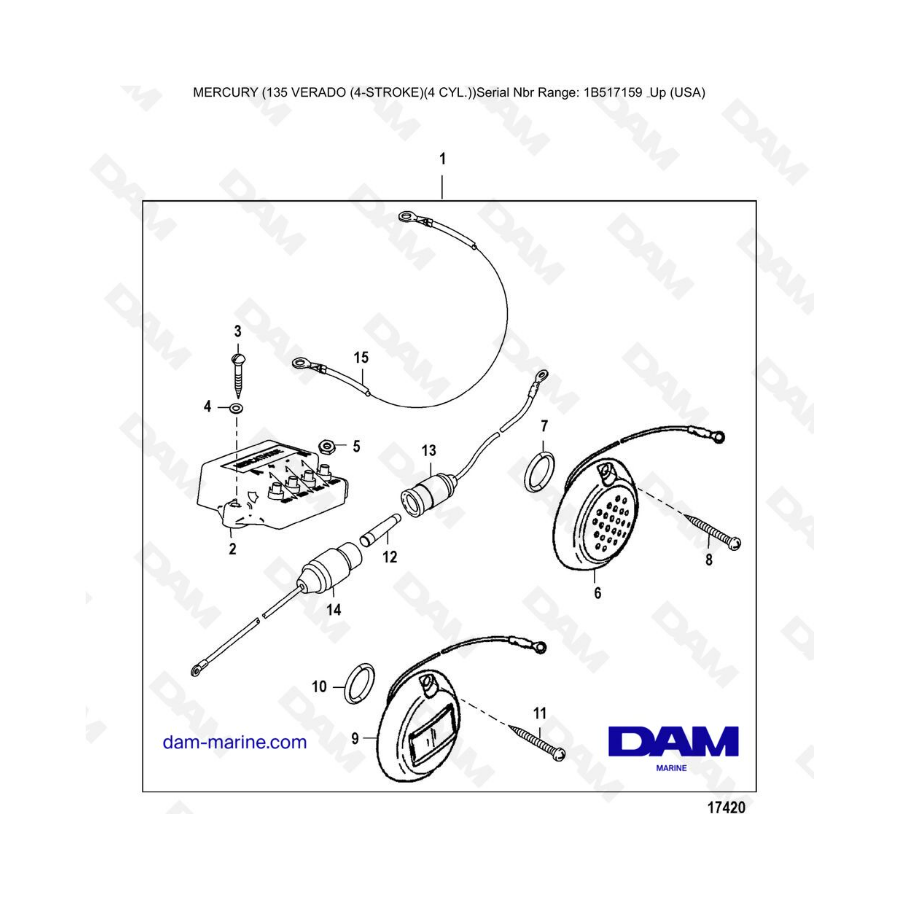 Mercury Verado 135 (SN 1B517159 & plus) - Mercathode kit