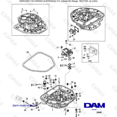 Mercury Verado 135 (SN 1B517159 & plus) - Oil pump / Adaptor plate-upper