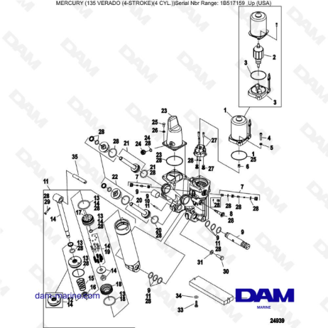 Mercury Verado 135 (SN 1B517159 & up) - Power trim components