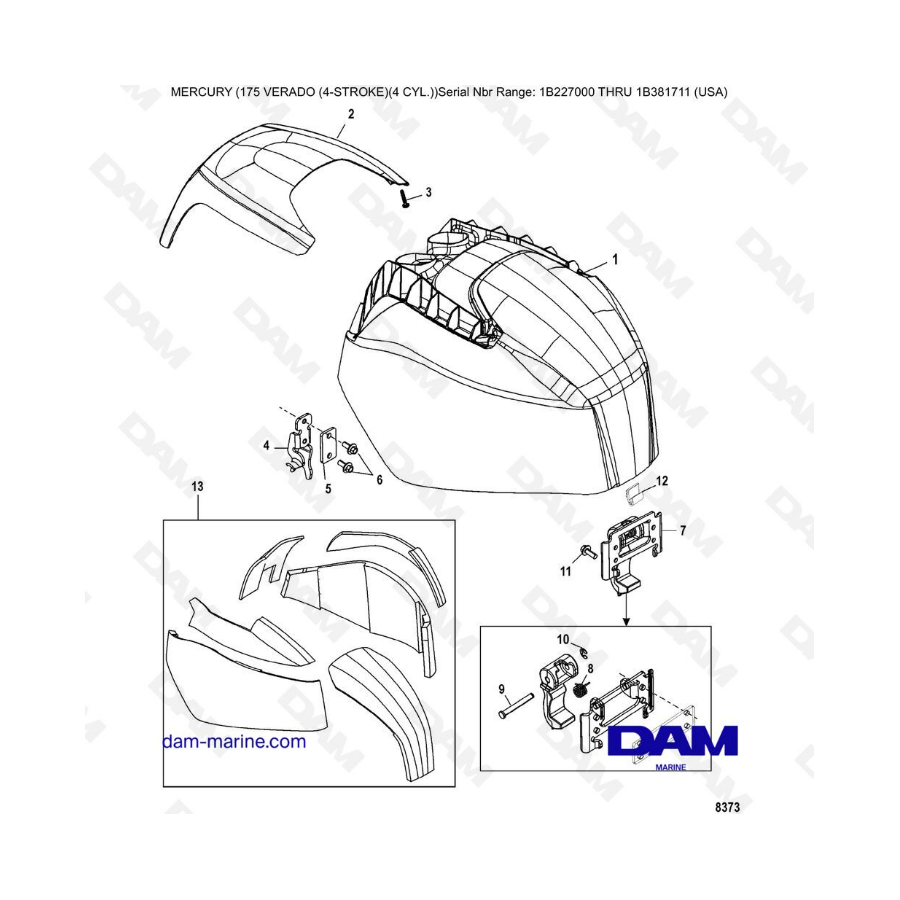 Mercury Verado 175 (1B227000 à 1B381711) - Top cowl