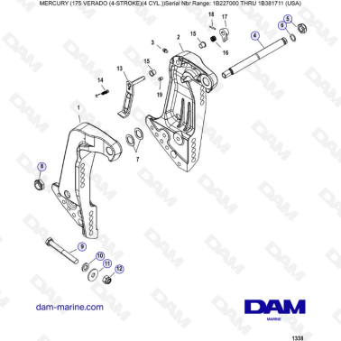 Mercury Verado 175 (1B227000 à 1B381711) - Transom brackets