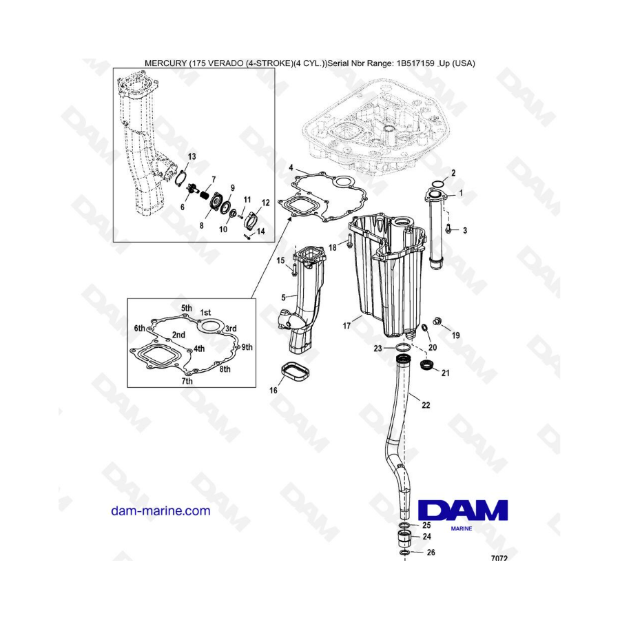 Mercury Verado 175 (1B517159 & +) - Plate-lower adapter