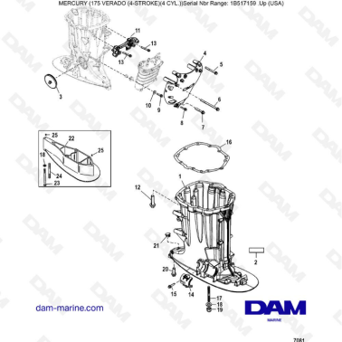 Mercury Verado 175 (1B517159 & +) - Driveshaft housing