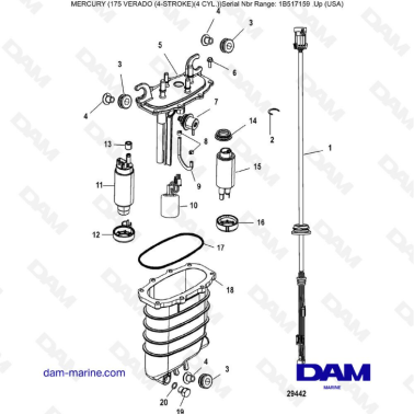 Mercury Verado 175 (1B517159 & +) - Fuel supply module