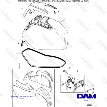 Mercury Verado 175 (1B517159 & +) - Top Cowl