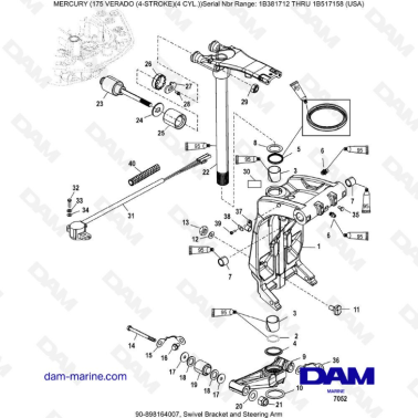 Mercury Verado 175 NS 1B381712 à 1B517158 - Swivel bracket & steering arm