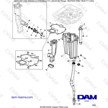 Mercury Verado 150 (NS 1B227000 à 1B381711) - Adaptor Plate-Lower