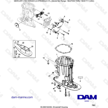 Mercury Verado 150 (NS 1B227000 à 1B381711) - Driveshaft housing
