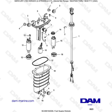 Mercury Verado 150 (NS 1B227000 à 1B381711) - Fuel supply module