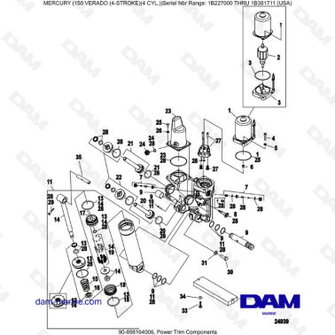 Mercury Verado 150 (NS 1B227000 à 1B381711) - Power trim components