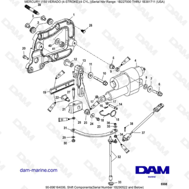 Mercury Verado 150 (NS 1B227000 à 1B381711) - Shift components (SN 1B290523 & +)
