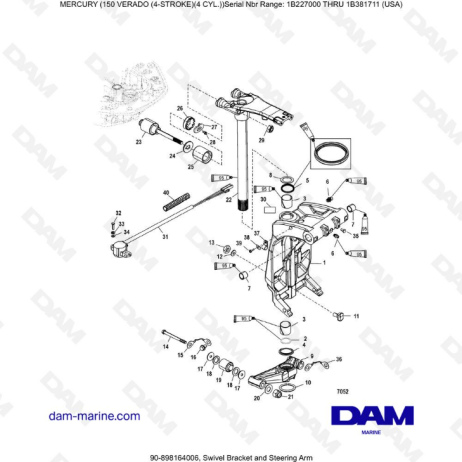 Mercury Verado 150 (NS 1B227000 to 1B381711) - Swivel bracket and steering arm