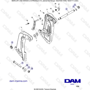 Mercury Verado 150 (NS 1B227000 à 1B381711) - Transom brackets