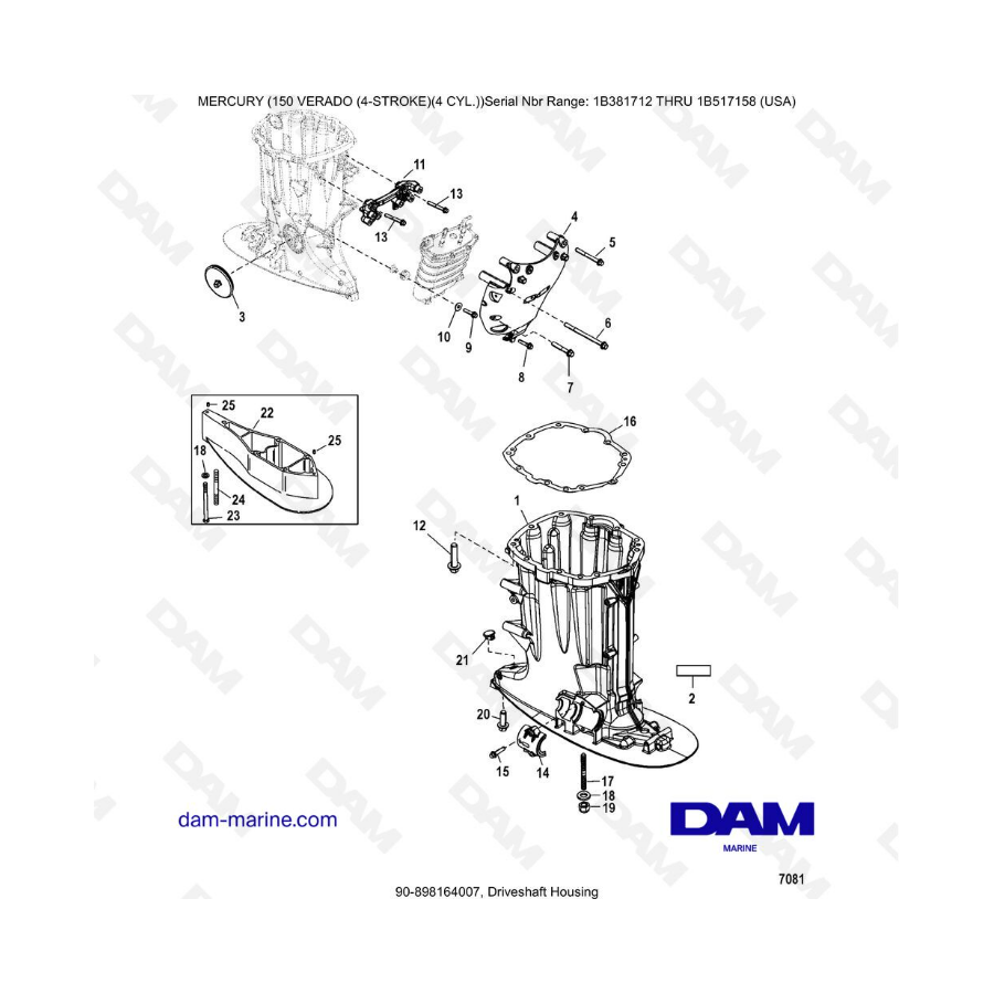 Mercury Verado 150 (SN 1B381712 a 1B517158) - Carcasa del eje de transmisión