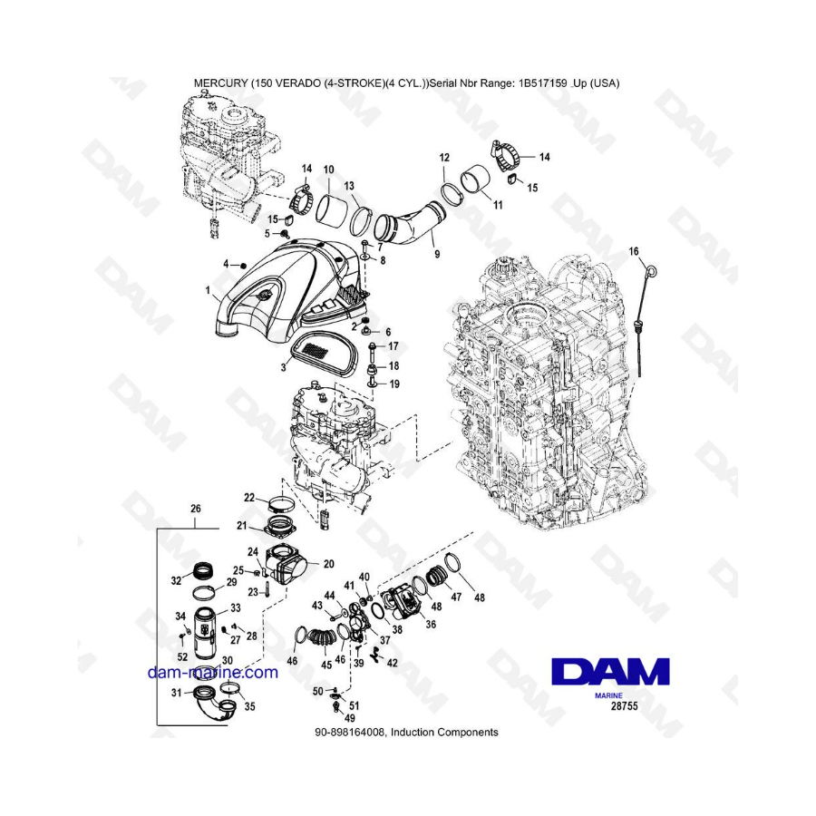 Mercury Verado 150 (SN 1B517158 & +) - Induction components
