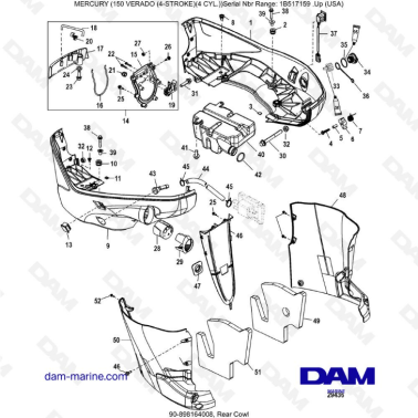 Mercury Verado 150 (SN 1B517159 & +) - Rear cowl