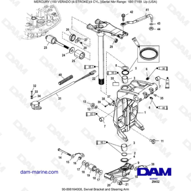 Mercury Verado 150 (SN 1B517159 & +) - Swivel bracket & steering arm