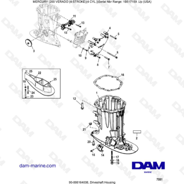 Mercury Verado 200 (4 Cylindres) - Driveshaft housing