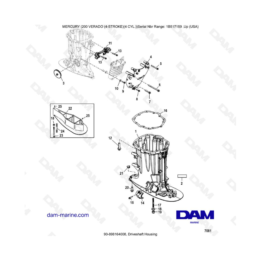 Mercury Verado 200 (4 Cylindres) - Driveshaft housing