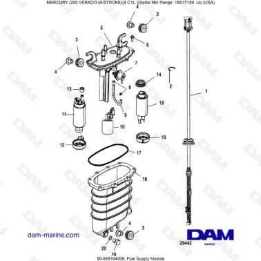Mercury Verado 200 (4 Cylindres) - Fuel supply module