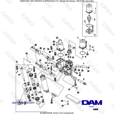Mercury Verado 200 (4 Cylindres) - Power trim components