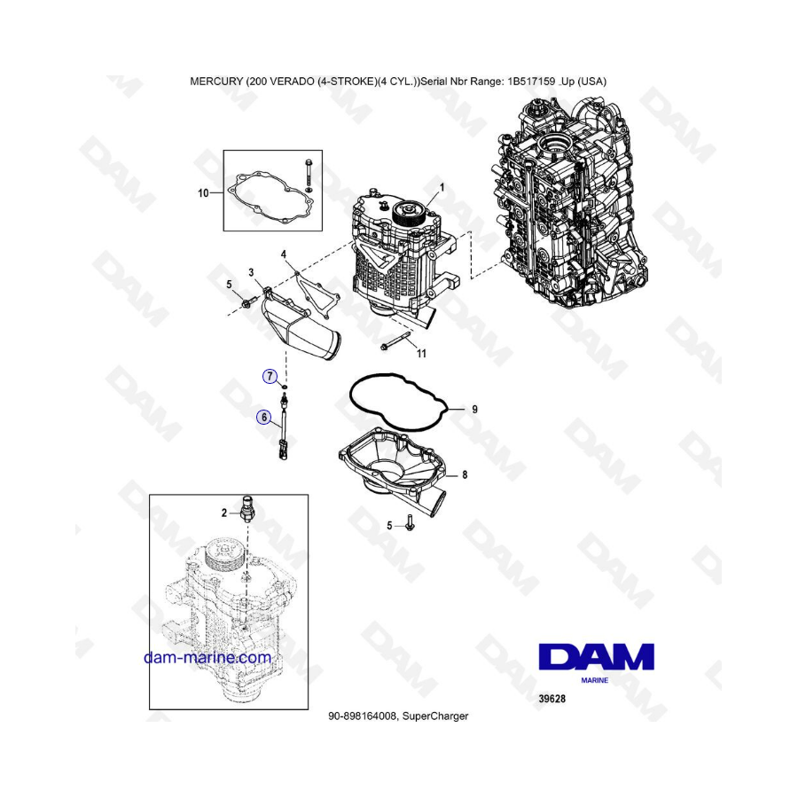 Mercury Verado 200 (4 Cilindros) - Sobrealimentador