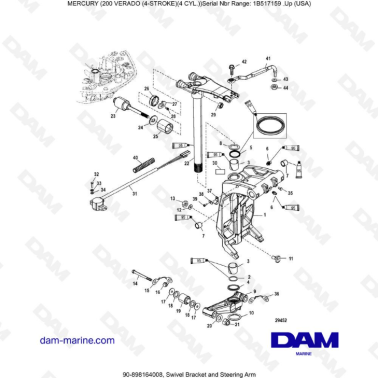 Mercury Verado 200 (4 Cylindres) - Swivel bracket & steering arm