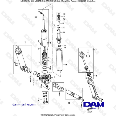 Mercury 200 Verado (6 Cyl) (2B144123 & +) - Power trim components
