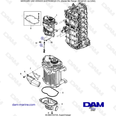 Mercury 200 Verado (6 Cyl) (2B144123 & +) - SuperCharger