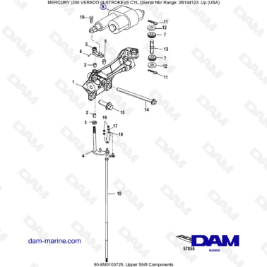 Mercury 200 Verado (6 Cyl) (2B144123 & +) - Upper shift components