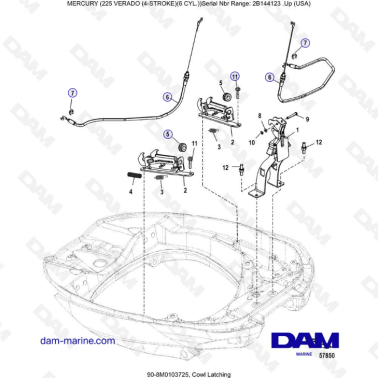 Mercury 225 Verado (2B144123 & +) - Cowl Latching