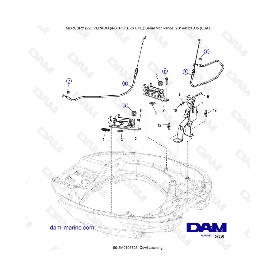 Mercury 225 Verado (2B144123 & +) - Cowl Latching
