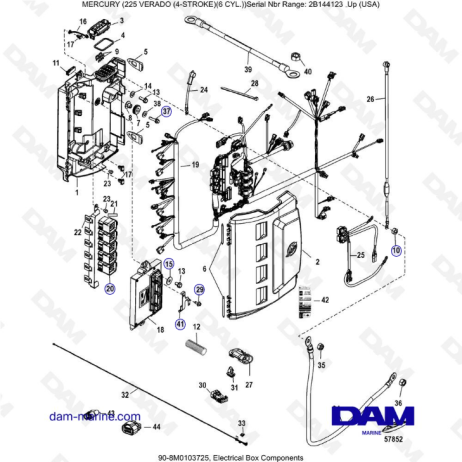 Mercury 225 Verado (2B144123 & +) - Electrical box components