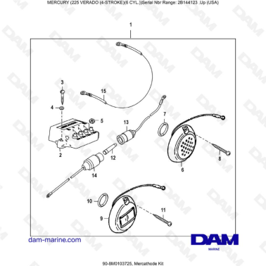 Mercury 225 Verado (2B144123 & +) - Mercathode kit