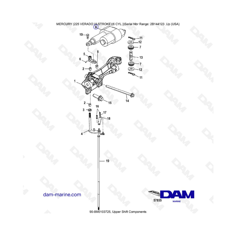 Mercury 225 Verado (SN 2B144123 & +) - Upper Shift components