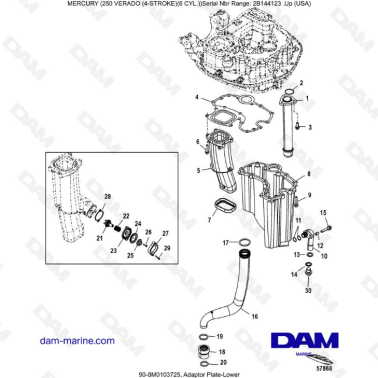 Mercury 225 Verado (SN 2B144123 & +) - Adaptor plate-lower