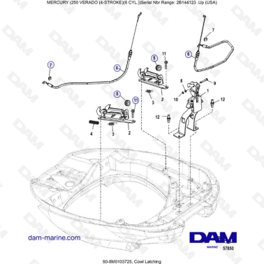 Mercury 225 Verado (SN 2B144123 & +) - Cowl latching