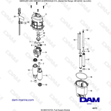 Mercury 225 Verado (SN 2B144123 & +) - Fuel supply module