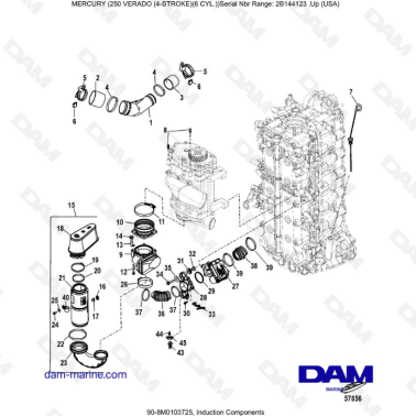 Mercury 225 Verado (SN 2B144123 & +) - Induction components