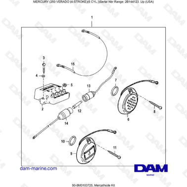 Mercury 225 Verado (SN 2B144123 & +) - Mercathode kit
