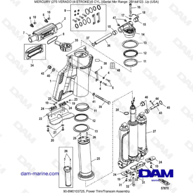Mercury Verado 275 (SN2B144123 & +) - Power Trim/Transom assembly