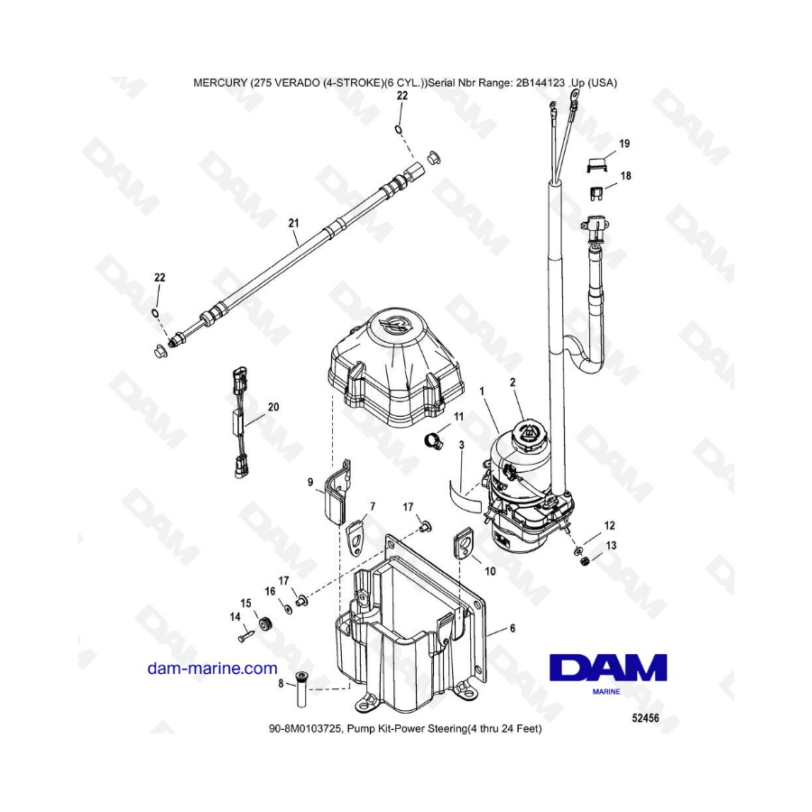 Mercury Verado 275 (SN2B144123 & +) - Pump kit-Power steering (4 thru 24 feet)